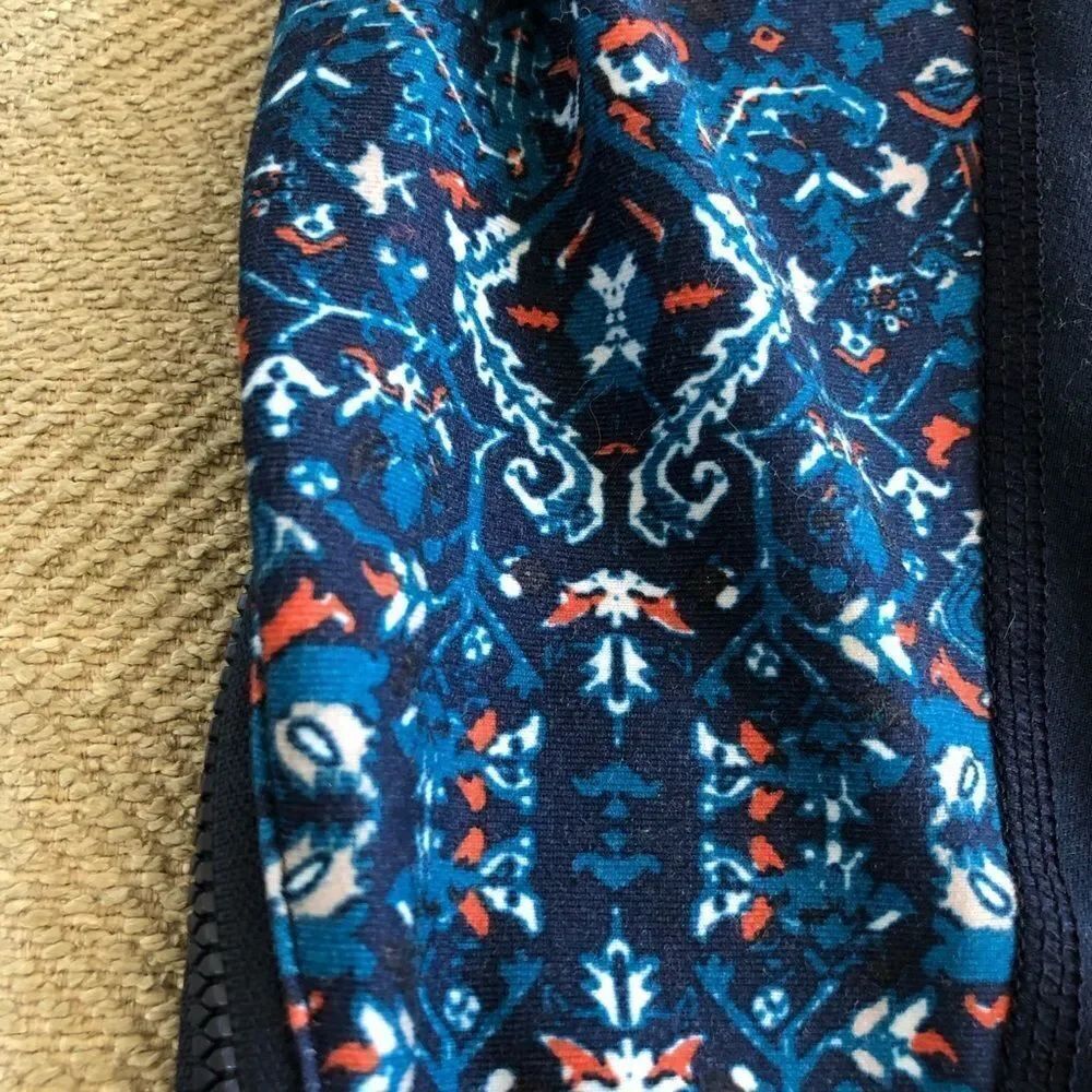 Z by Zobha Blue Leggings Print Panel Zippers S 4 6 - Picture 12 of 12